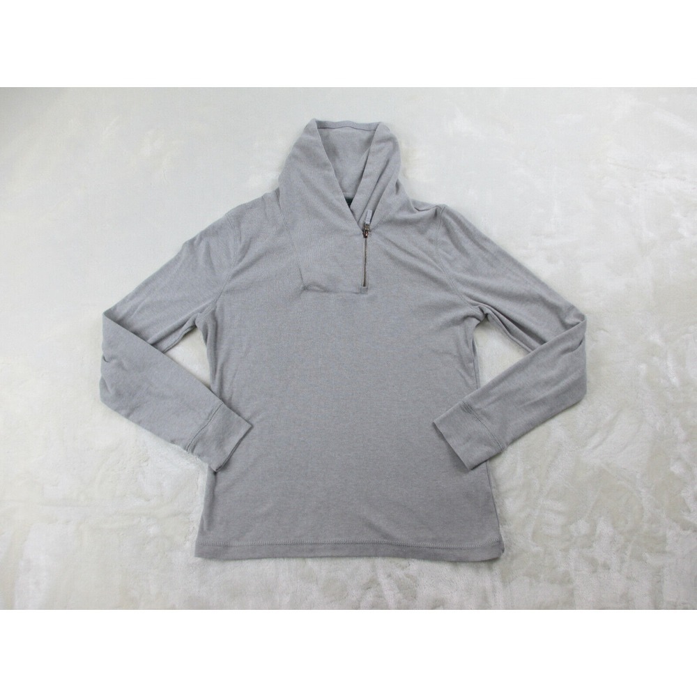 Lauren Ralph Lauren Shirt Womens Medium Gray Zip Long Sleeve Casual Ladies